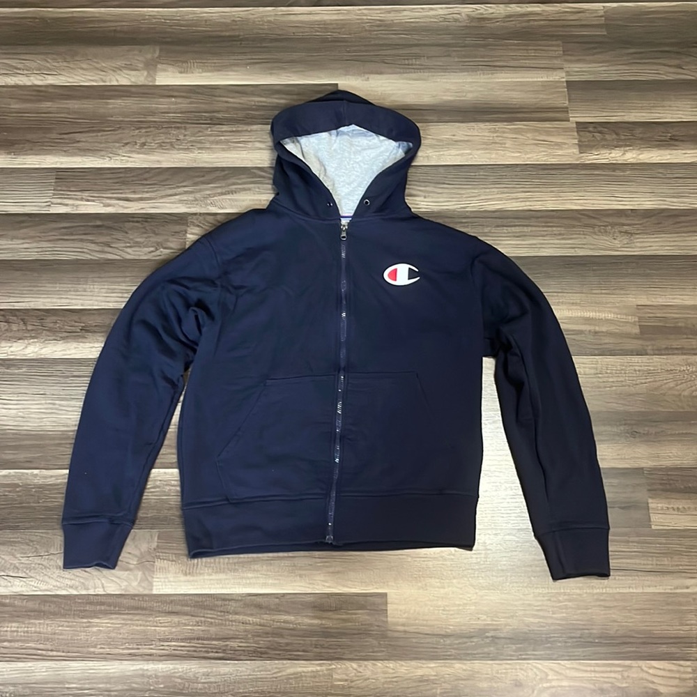 Navy blue champion zip-up hoodie